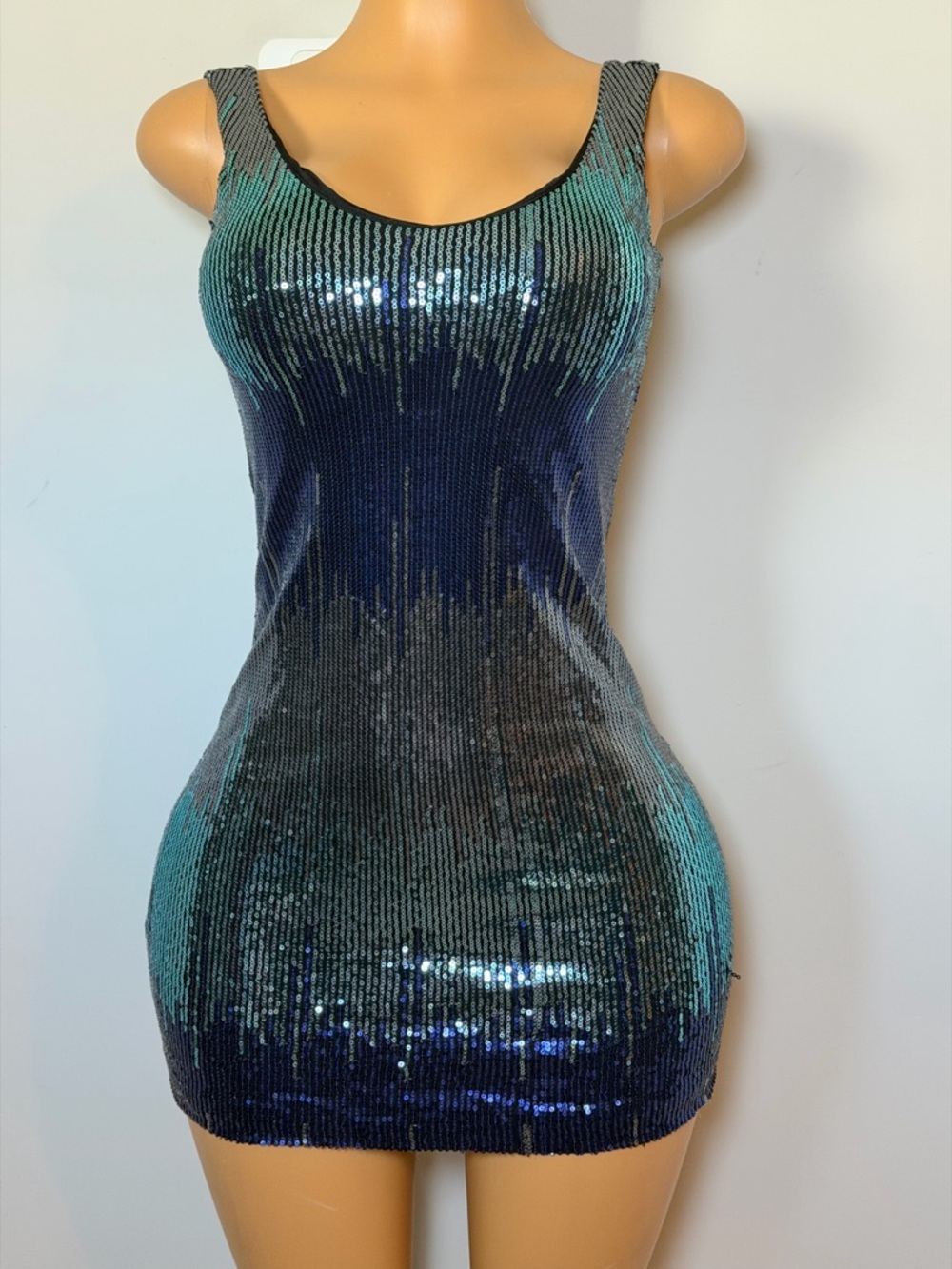 Profile 100% Rayon Sequin Bodycon Dress - Black and Blue club dress party dress
